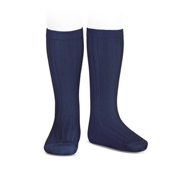 CONDOR RIB BASIC KNEE HIGH SOCKS 480 NAVY